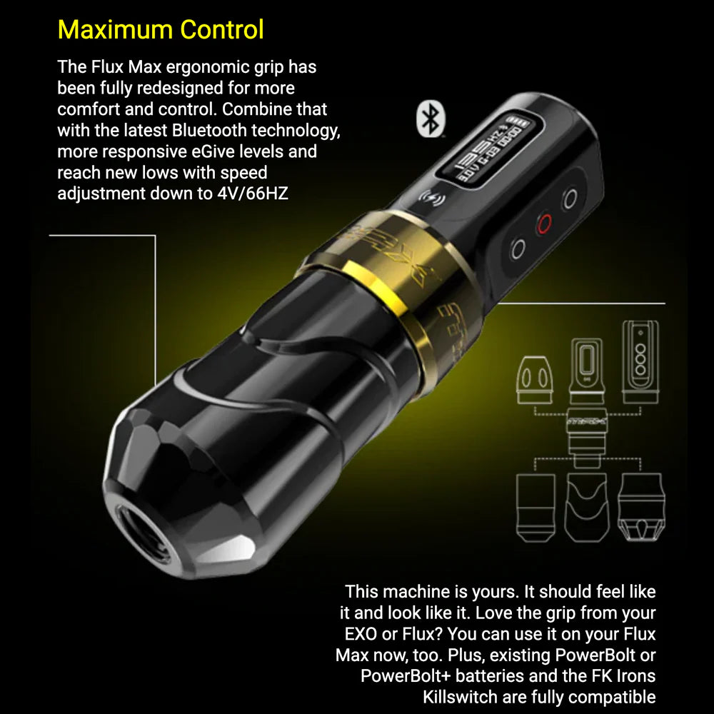 FK Irons Flux Max Tattoo Machine with 1 PowerBolt 2.0