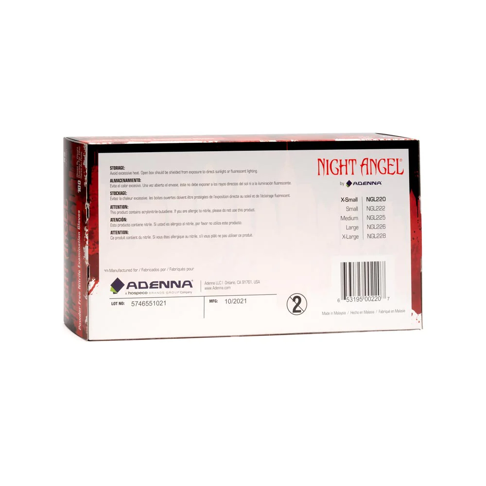 Night Angel Nitrile Powder Free Gloves Case